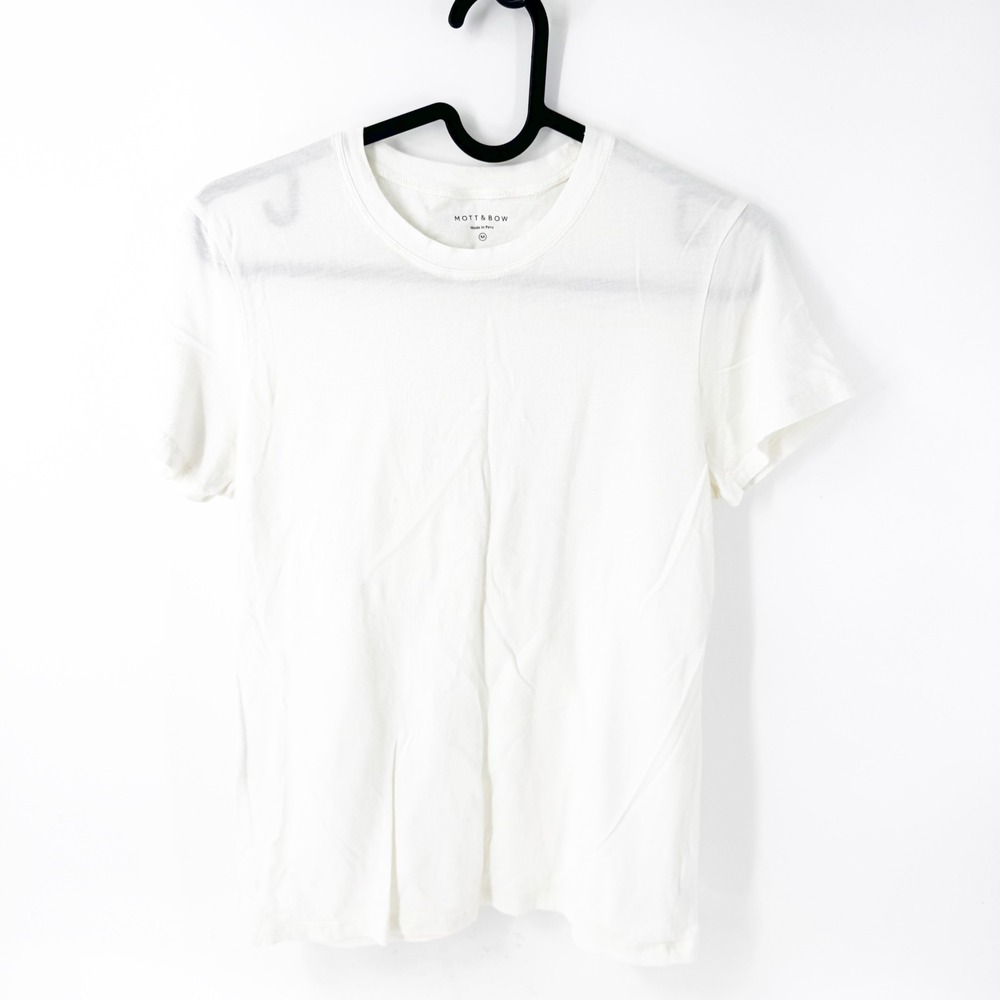 Mott & Bow Womens CREAM Pima Cotton Modal Crew Neck Short Sleeve T-Shirt Size M